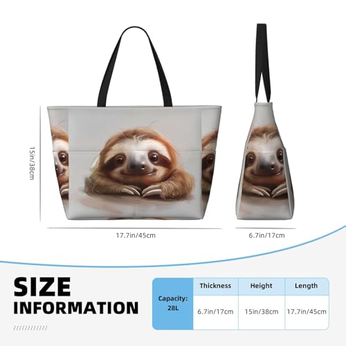 Adorable Sloth Print Each Travel Bag Large Capacity Tote Bags Foldable Pool Bag Zipper Handbags Vacation4