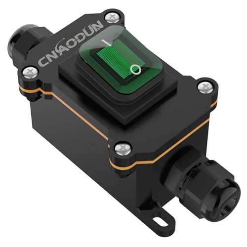 cnaodun Interruptor de cabo em linha à prova d'água, 12v dc 20a interruptor liga/desliga com botão