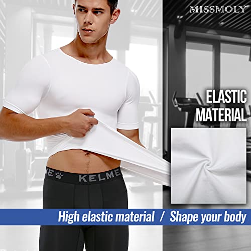 MISS MOLY Men's Compression Shirts Short Sleeve Shapewear Tank Top Slimming Body Shaper Abs Abdomen Undershirt4