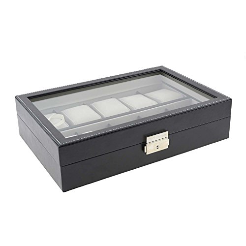 Estuche 10 Relojes Tapa Cristal Talla: U Color: Negro
