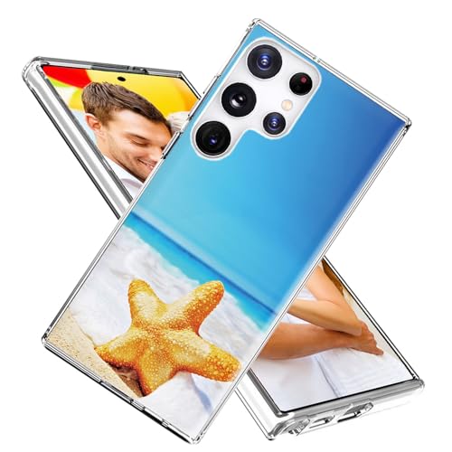 ARTIOSIT - Custodia per Samsung S22 Ultra per Samsung S22 Ultra, sottile e sottile in TPU trasparente custodia protettiva con design per S22 Ultra,I Love Summer Beach Starfish Sea Ocean Wave