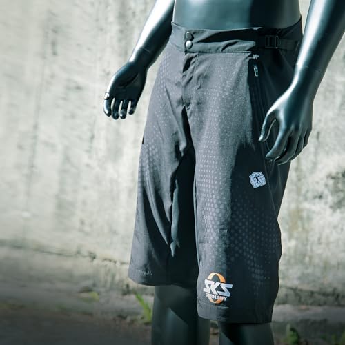 SKS Germany MTB Shorts Unisex M Dots (Quick Drying Material, Abrasion-Resistant, Straight Fit, Adjustable Waist Straps, Zip Pockets)