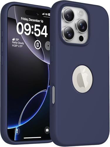 Image of VONZEE Microfiber Liquid Silicone Case for iPhone 15 Pro (6.1 inch) | Logo Cut Non-Slip Full Body Shockproof Back Cover with High Raised Camera Protection (Titanium Blue)