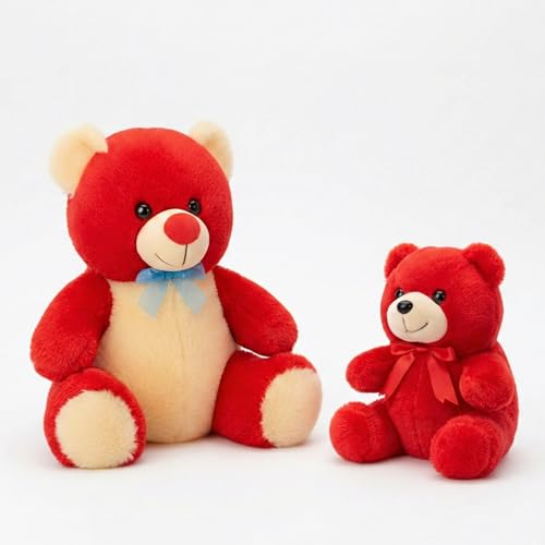 Image of Tabitha Stuffed Toys-Ultra Soft Plush Toy for Kids | Birthday Gifts for Kids and Girls | (Combo of 2 Toys 30 Cm Red Teddy & 25 Cm Red Teddy)