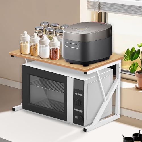 OHMG Support de Four à Micro-Ondes Étagère de Cuisine pour Four à Micro-Ondes Étagère Stable en Bois pour Four Micro-Ondes en Acier au Carbone pour...