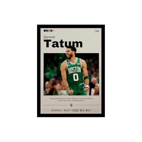 Image of BLINKART Jayson Tatum | Nba Basketball Player | Synthetic Wood Photo Framed Wall Hanging Poster For Room & Office Bedroom Living Boys And Girl Room Home Wall Hanging | 13x10 Inches