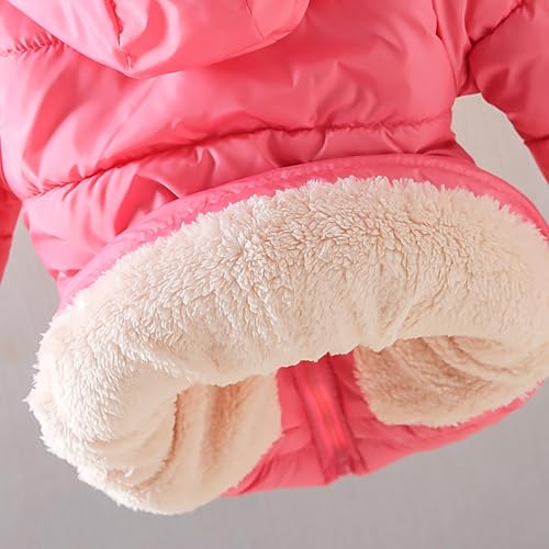 Thick Fleece Hooded Jacket for Toddler Girls Zipper 𝗦𝗵erpa Lined Windproof Outerwear Warm Coat with Pocket2