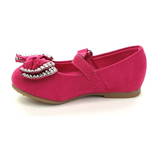 Yoyoma Toddlers Little Girls Glitter Bow Ballerina Falt Shoes,Fuchsia,63