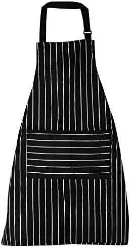 TRIXES Cooking Apron with pockets - Black & White Stripe - Great for Kitchen Chefs on all levels