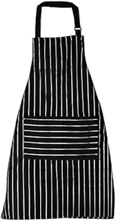 TRIXES Cooking Apron with pockets - Black & White Stripe - Great for Kitchen Chefs on all levels