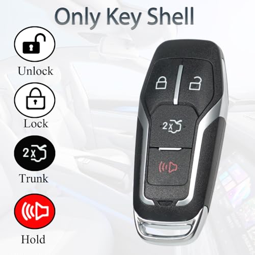 Télécommande sans clé Ford 4 boutons - Coque SUPALAND robuste avec inserts métalliques ajustés