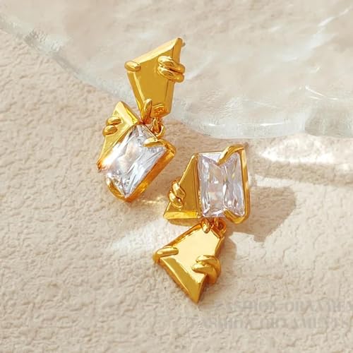 Pendientes stud mujer irregular asimétrico cómodos que no pesan nada 5