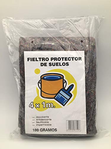 Lona absorbente 4 x 1 mt. Fieltro protección suelo absorbente. Alfombra para pintar. Manta para pintar antideslizante e impermeable 180 gr/m2 Cover