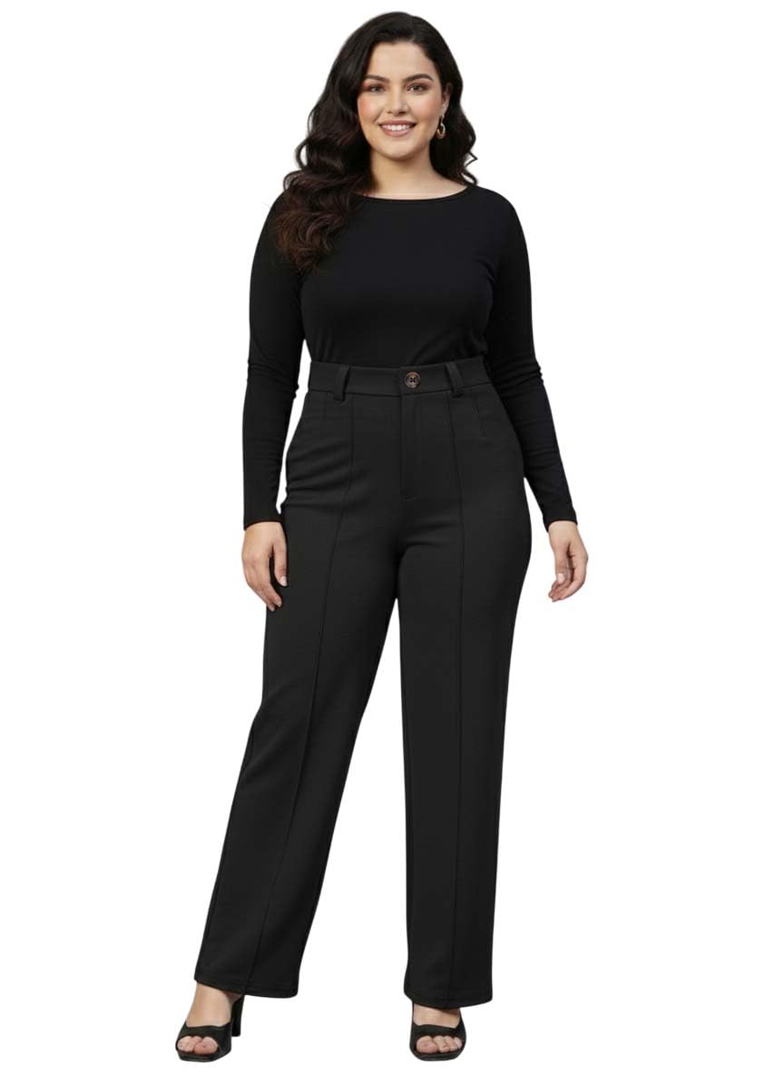 kotty Women’s High Waist Straight Fit Formal Pants for Office and Casual Wear-picture-18