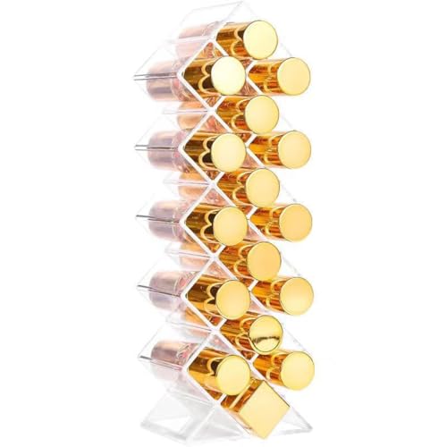 Image of WECHENG Clear Plastic Acrylic Lipstick Organizer - Lipstick Holder Stackable 16 Spaces Fish Shape Lipgloss Holder for Vanity Countertop for Women Family and Cosmetic Stores Display