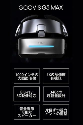 GOOVIS G3 MAX HMD ヘッドマウントディスプレイ プライベートシアター ゴーグル ヘッドセット TYPEC 目が疲れない WOWOW スカパー Netflix Hulu dTV GYAO! Youtube ゴルフ 野球 漫画 映画 PS5ゲーム機 スマホンTYPEC接続可,シネマ級の感動をどこでも！完全没入型3Dプライベートシアター