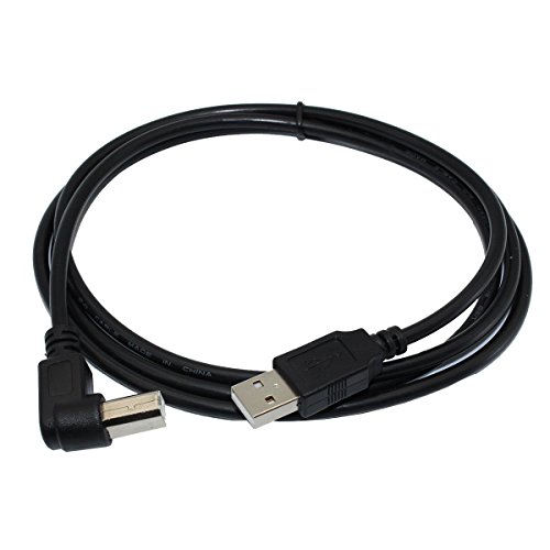 6ft Right Angle USB Cable for Brother MFC-J470DW - Wireless Inkjet All-in-One w Auto Document Feeder MFCJ470DW - Black