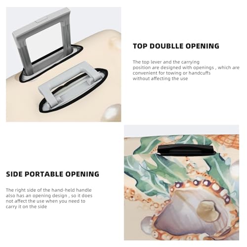 Luggage Cover Pearl shell seaweed illustration Travel Luggage Covers Thicker Elastic Suitcase Cover Dustproof Baggage Cover Scratch-Resistant Suitcase Cover Protector Fit 18-32 Inch Luggage Medium4