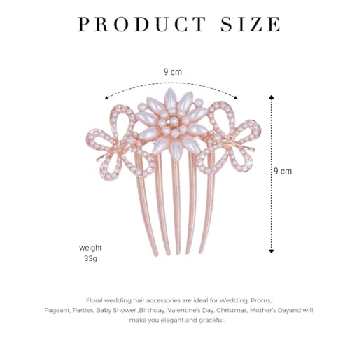 Image of BellaStella Premium Rhinestone Flower Hair Comb Hairpin Hair Dressing For Wedding Prom (Pack of 1) (Pearl White)