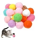 Hariendny 20Pcs 1.6' Cat Toy Balls, Soft Kitten Pom Pom Toys, Plush Interactive Playing Quiet Ball Cats Favorite Toy, DIY Craft Decorations, Training and Sensory Enrichment