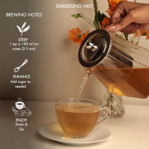 Image of 1950 Origins Darjeeling Mist Long Leaf Tea 80g Tin Caddy | Premium Black Tea Leaves | Darjeeling First Flush Loose Leaf | 100% Pure Fresh,smooth & Aromatic | Whole Leaves Chaipatti |