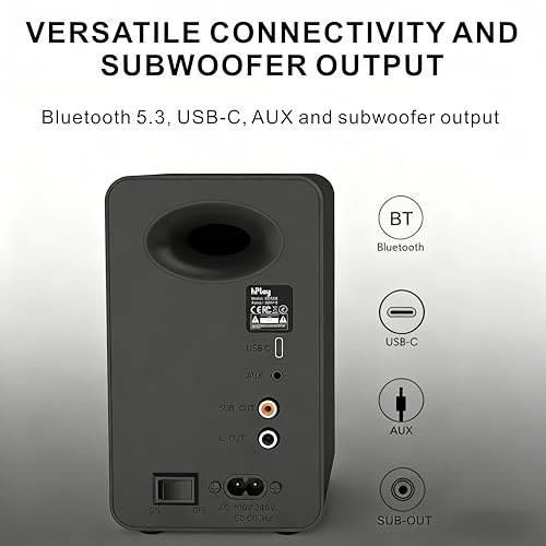 Enceintes PC hPlay 60W RMS stéréo compactes avec connexion USB-C Plug and Play - 4