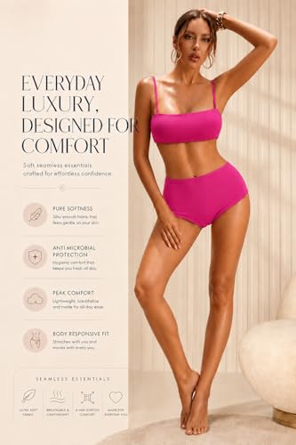 Image of Womens High Coverage Super Soft Elastane Stretch Mid Waist Boy Shorts Panties