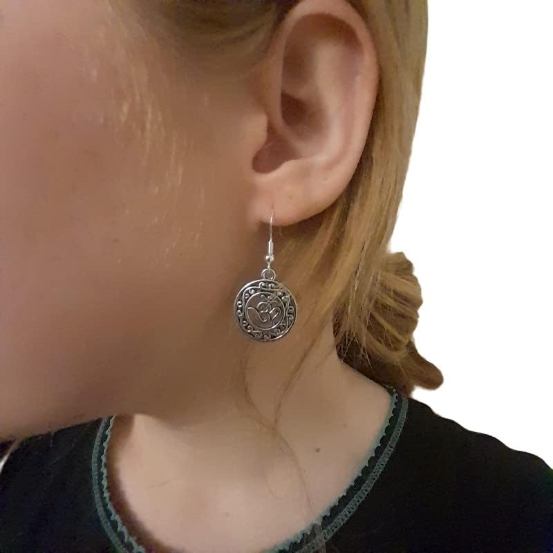 Om Symbol Earrings with Sterling Silver 925 Hooks for Hippy Chicks Spiritual events and Festival Wear Om Ohm Aum Sign - Image 5