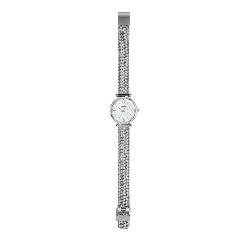 Fossil Orologio Carlie da donna, Movimento al quarzo a tre lancette in tonalità argento con cinturino in acciaio inossidabile