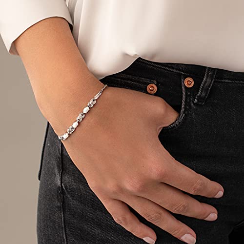 Peora Created White Fire Opal Infinity Bracelet For Women 925 Sterling Silver, 1.25 Carats Total, Oval Shape 6X4Mm, 7.50 Inch Length #TOP1