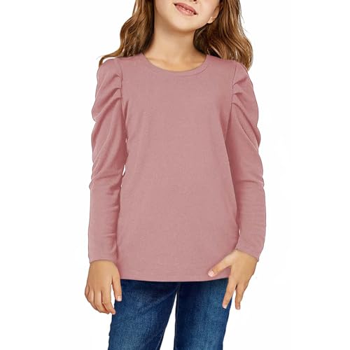 Long Sleeve Shirts for Girls Fashion Casual Crewneck Tunic Tops Loose Fit Cute Blouse Fall Outfits Teen Girl Clothes