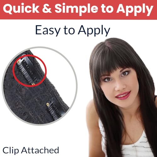 Image of Temperia Front Bangs Hair Extensions for Women & Girls - Fake Fringes Clip on Bangs - Front Hair Patch Accessories - Black - 1 pcs