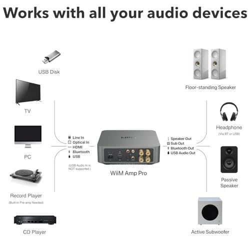 Image of WiiM Amp Pro: Multiroom Streaming Amplifier | Compatible with Google Cast, Alexa | HDMI, Voice Control | Stream from Spotify, Amazon Music, Tidal & More - Dark Gray