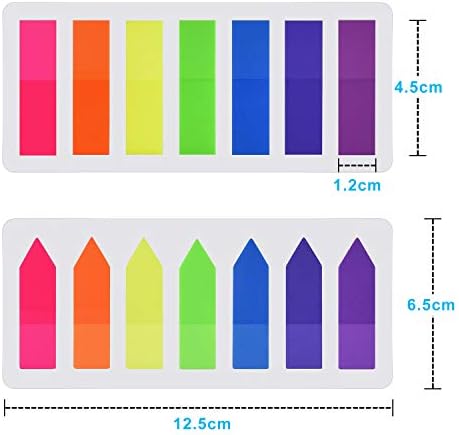 XCOZU Index Tabs, 1400 Pcs Index Flags Page Markers Sticky Notes Tabs Book Tags Tabs, 10 Sets 7 Color Small Arrow Bookmark Stickers for Book Page Paper Stationery Label