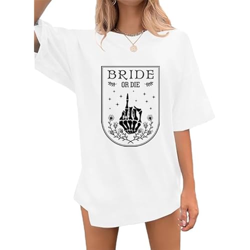Bride Shirts for Women Oversized in My Engaged Era Tshirt Bachelorette Outfit for Bride Engagement Party Tops White Medium