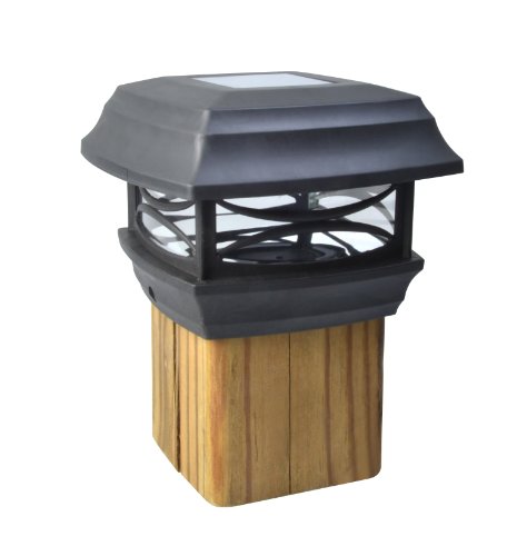 Moonrays 91253 (Black) Solar LED Cap Lamp 4x4 Wooden Posts, 4-Inch