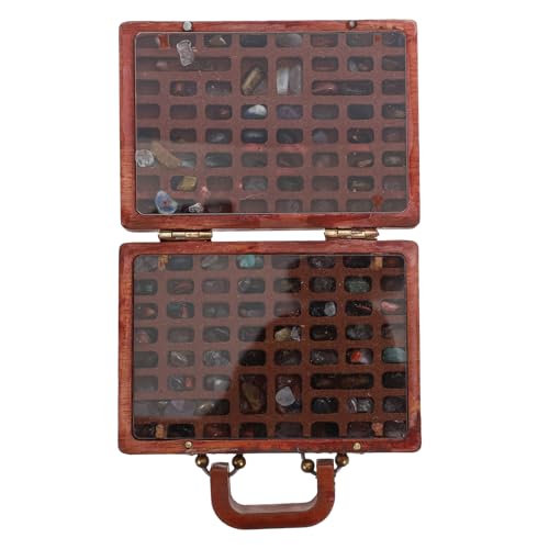 FOMIYES Scatola Collezione Pietre Naturali con Scomparti Valigetta Porta Campioni in Legno Organizer Mini per Cristalli e Rocce Astuccio Rigido da Collezione per Esposizione e
