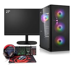 Gaming Komplett PC Set AMD 5700X, NVIDIA RTX 5060 8GB, 32 GB DDR4 RAM, 1TB M.2 SSD, Win 11 Pro, 27 Zoll 100 Hz Gamer Monitor, Headset, Tastatur, Maus, WLAN