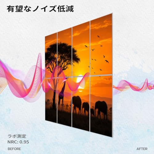 8 Panels Art Decor Acoustic Panels African landscape scene animal savannah silhouette Sunset Sound Absorbing Wall Padding Soundproof Panels for 48"x32" Recording Studio Home Office Gaming Room miniatura 5