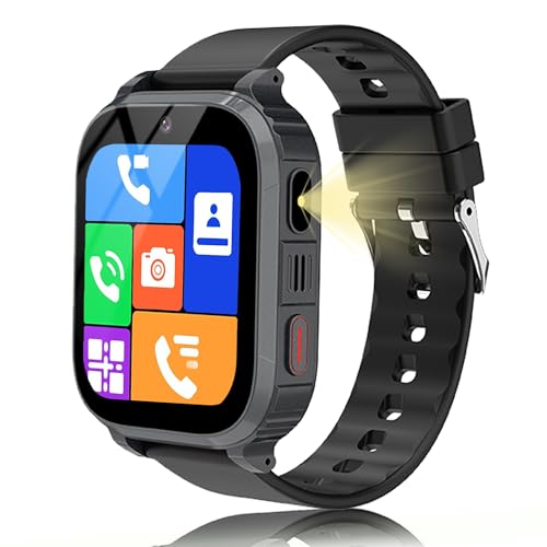 GPS Montre Connectée Enfant, Montre Bracelet Enfant 4G avec Appel, SOS, Chat Vidéo WiFi, GPS Localisation, Mode Classe, Réveil, 7 Jeux, 10 Contacts, SMS,...