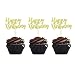 Gold Happy Birthday Cupcake Topper Picks for Celebrating Birthday Party Decorations 36PCS
