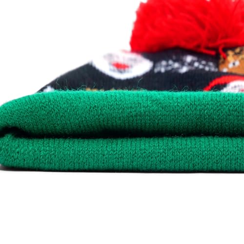 2THESTARS Christmas Hat 2 Pack Light Up Knitted Beanie Hat Xmas Santa Holiday Cap LED Lights — view 4