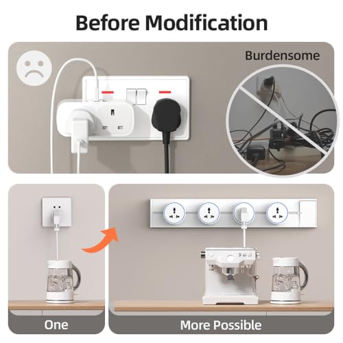Enchufe de riel para pared de 8000W con interruptor y tomas móviles 4