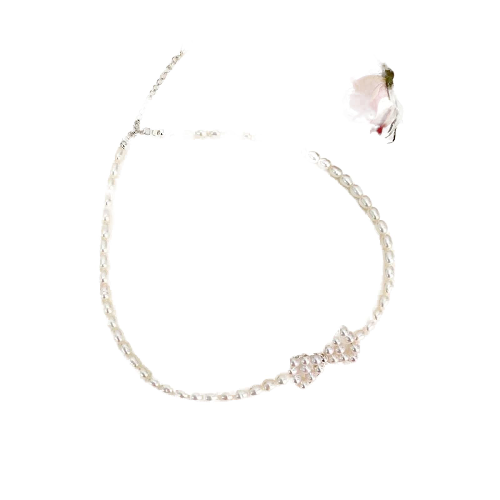 Joyería para mujer, gargantilla con lazo de perlas naturales de agua dulce, joyería de plata de ley 925 para mujeres, adolescentes y niñas