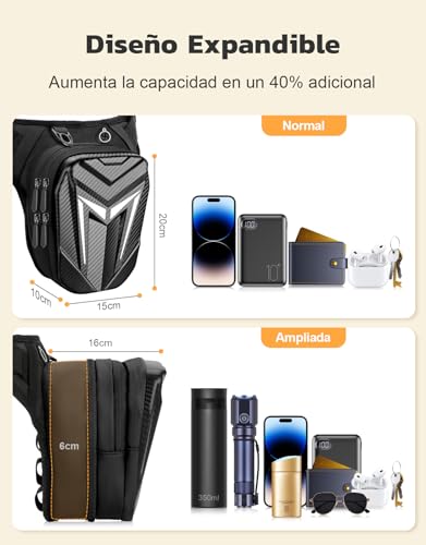 Bolsa pierna moto ampliable 40% con toma para auriculares 4