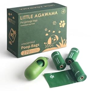 Dog Poop Bag, Guaranteed Leak Proof, Length and width (13.3″ x 9″) Waste Bag Refill Rolls for Dogs, Unscented, 18 rolls (270 Count)