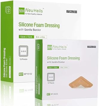 4x4 10pks + 6x6 10pks Silicone Foam Dressing for Bed Sore by NeuHeils