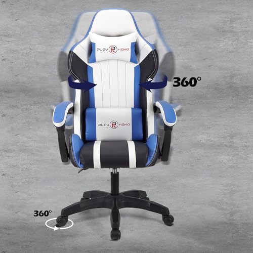 T-THREE.Ergonomic Leather Gaming Chair Height Adjustable with Headrest and Lumbar Support(Blue) - Image 11