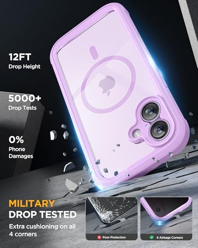 Image of Miracase for iPhone 17 Case with Privacy Screen Protector, Taro Purple | Compatible with MagSafe, 360 Full Body Protection, Full Camera Protection, Military-Grade Shockproof Phone Case 6.3 inch