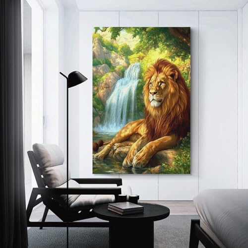 Cuadro en lienzo de león 40x60 cm moderno para decoración de dormitorios 3